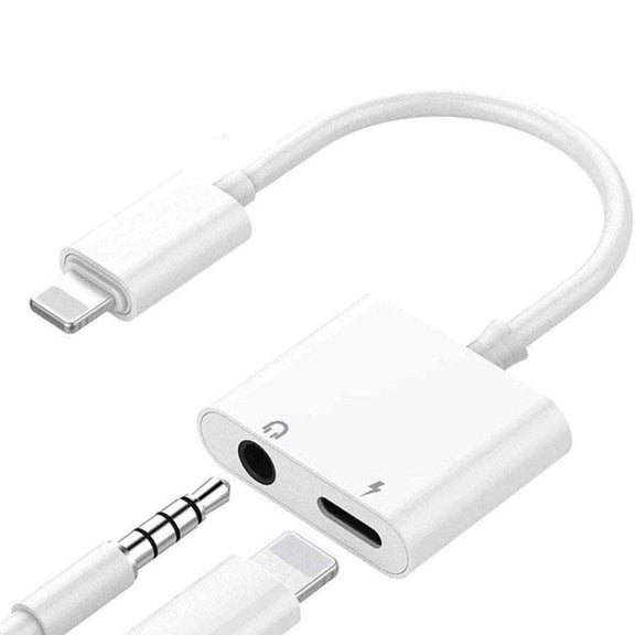 ZS-KL21804 2 in 1 8 Pin to 3.5mm Audio + 8 Pin Charging Interface, Earphone Adapter, Suitable for All IOS Systems