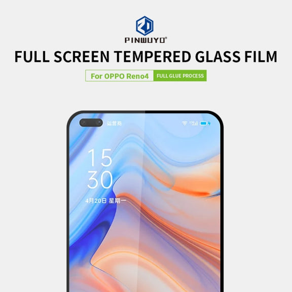 For Oppo Reno4 5G PINWUYO 9H 2.5D Full Screen Tempered Glass Film(Black)
