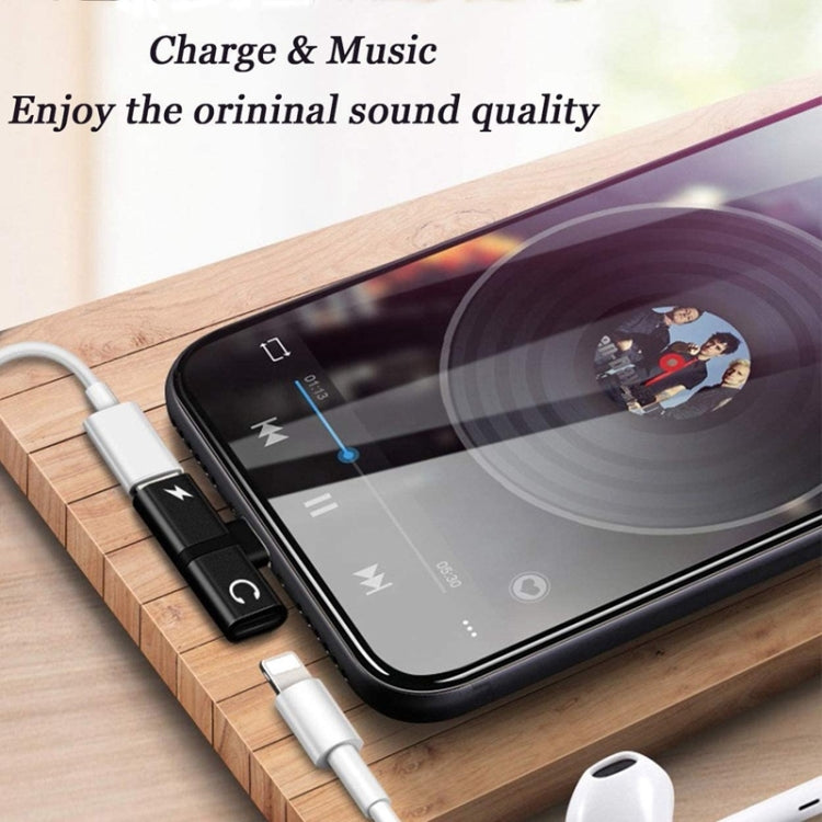 Zs-18182 2 in 1 8 Pin Male to 8 Pin Charging + 8 Pin Audio Female Connector Earphone Adapter, Supports Call & Volume Control(Silver) - Earphone Adapter by PMC TechLife | Online Shopping South Africa | PMC TechLife