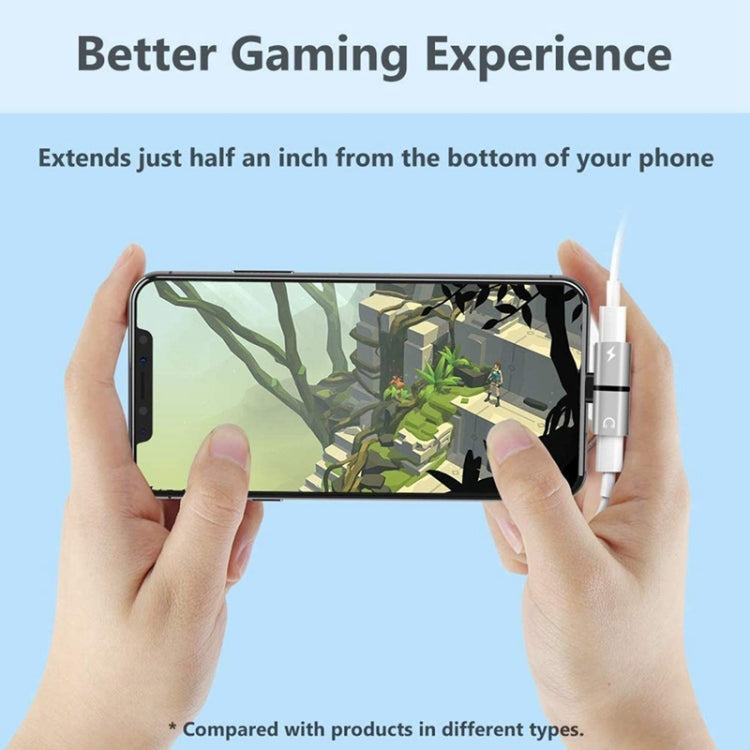 Zs-18182 2 in 1 8 Pin Male to 8 Pin Charging + 8 Pin Audio Female Connector Earphone Adapter, Supports Call & Volume Control(Black) - Earphone Adapter by PMC TechLife | Online Shopping South Africa | PMC TechLife