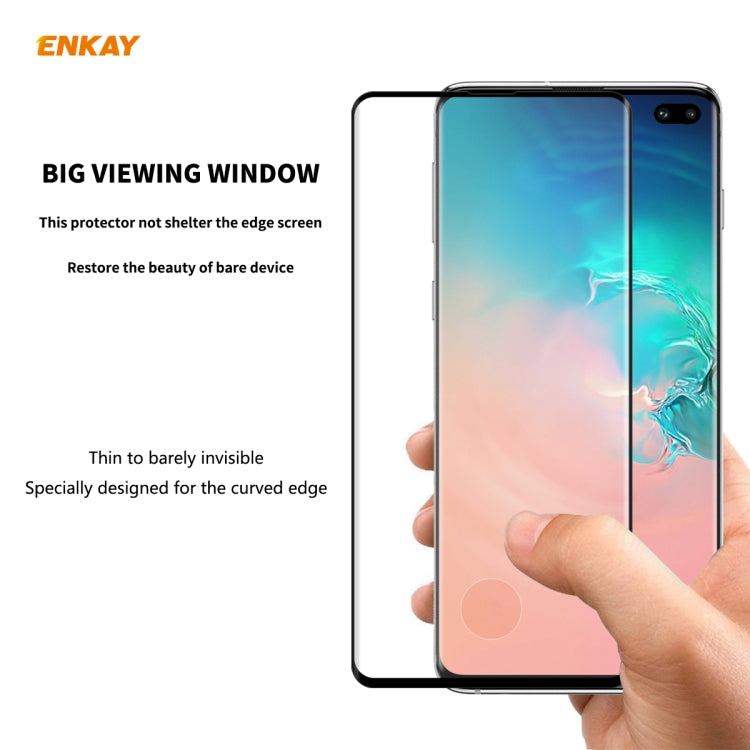 For Samsung Galaxy S10+ ENKAY Hat-Prince 0.26mm 9H 3D Full Glue Explosion-proof Full Screen Curved Heat Bending Tempered Glass Film