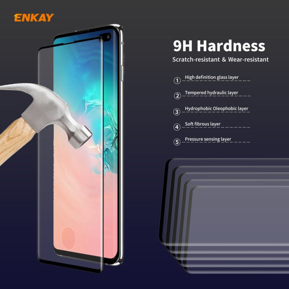 For Samsung Galaxy S10+ ENKAY Hat-Prince 0.26mm 9H 3D Full Glue Explosion-proof Full Screen Curved Heat Bending Tempered Glass Film