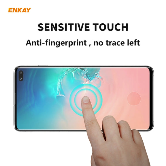 For Samsung Galaxy S10+ ENKAY Hat-Prince 0.26mm 9H 3D Full Glue Explosion-proof Full Screen Curved Heat Bending Tempered Glass Film