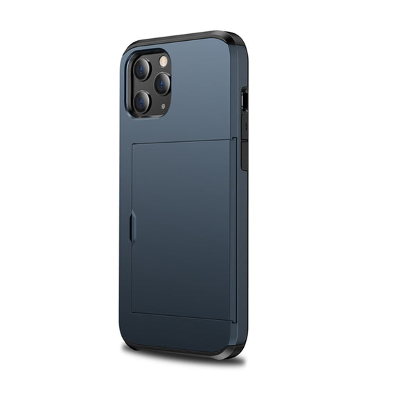 For iPhone 12 / 12 Pro Shockproof Rugged Armor Protective Case with Card Slot(Dark Blue)