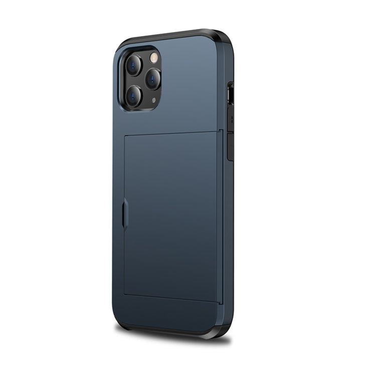 For iPhone 12 / 12 Pro Shockproof Rugged Armor Protective Case with Card Slot(Dark Blue)
