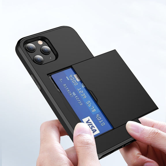 For iPhone 12 / 12 Pro Shockproof Rugged Armor Protective Case with Card Slot(Dark Blue)