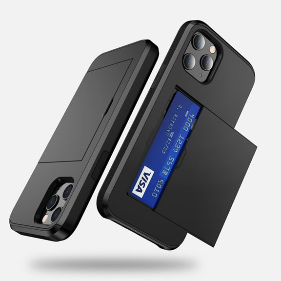 For iPhone 12 / 12 Pro Shockproof Rugged Armor Protective Case with Card Slot(Dark Blue)