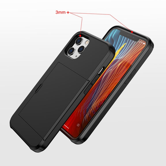 For iPhone 12 / 12 Pro Shockproof Rugged Armor Protective Case with Card Slot(Dark Blue)