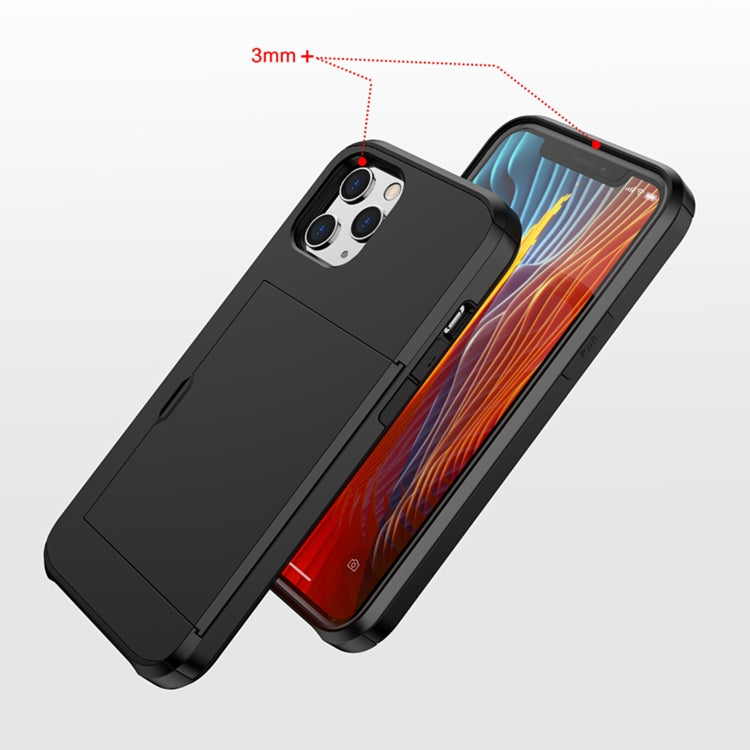 For iPhone 12 / 12 Pro Shockproof Rugged Armor Protective Case with Card Slot(Dark Blue)
