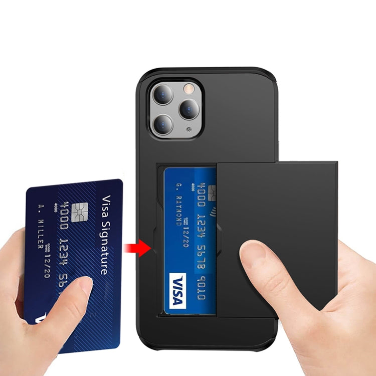 For iPhone 12 / 12 Pro Shockproof Rugged Armor Protective Case with Card Slot(Dark Blue)
