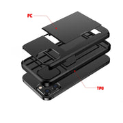 For iPhone 12 / 12 Pro Shockproof Rugged Armor Protective Case with Card Slot(Dark Blue)