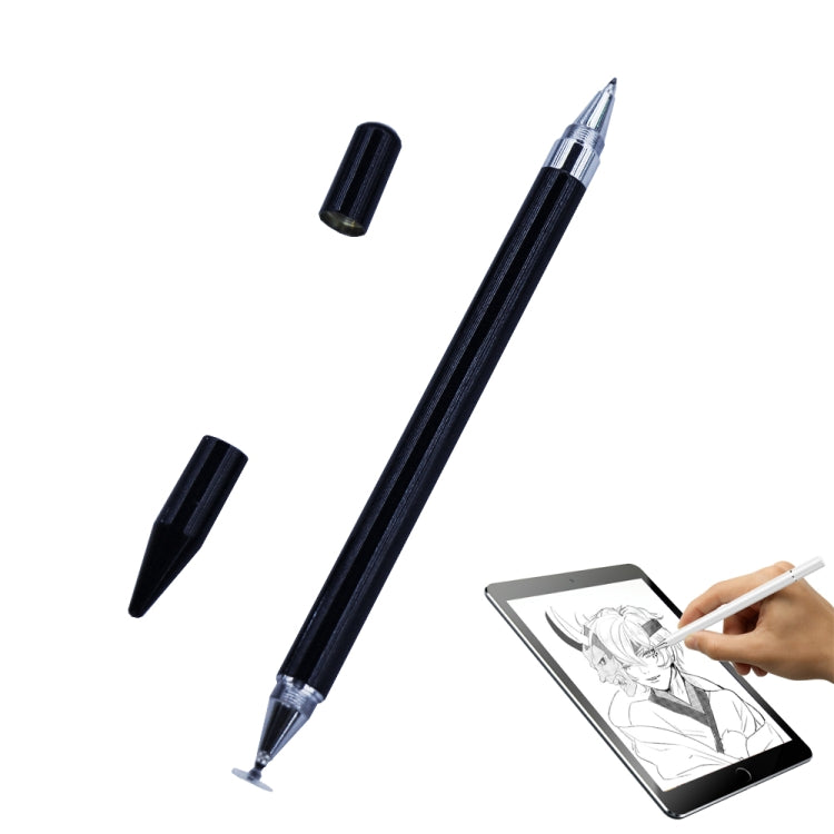 Imitation Porcelain 2 in 1 Mobile Phone Touch Screen Capacitive Pen for Apple / Huawei / Xiaomi / Samsung(Black) - Pencil Accessories by PMC TechLife | Online Shopping South Africa | PMC TechLife | Buy Now Pay Later Mobicred