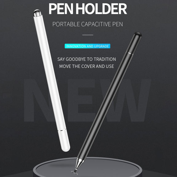 Imitation Porcelain 2 in 1 Mobile Phone Touch Screen Capacitive Pen for Apple / Huawei / Xiaomi / Samsung(Black)