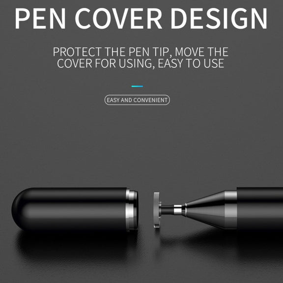 Imitation Porcelain 2 in 1 Mobile Phone Touch Screen Capacitive Pen for Apple / Huawei / Xiaomi / Samsung(Black)