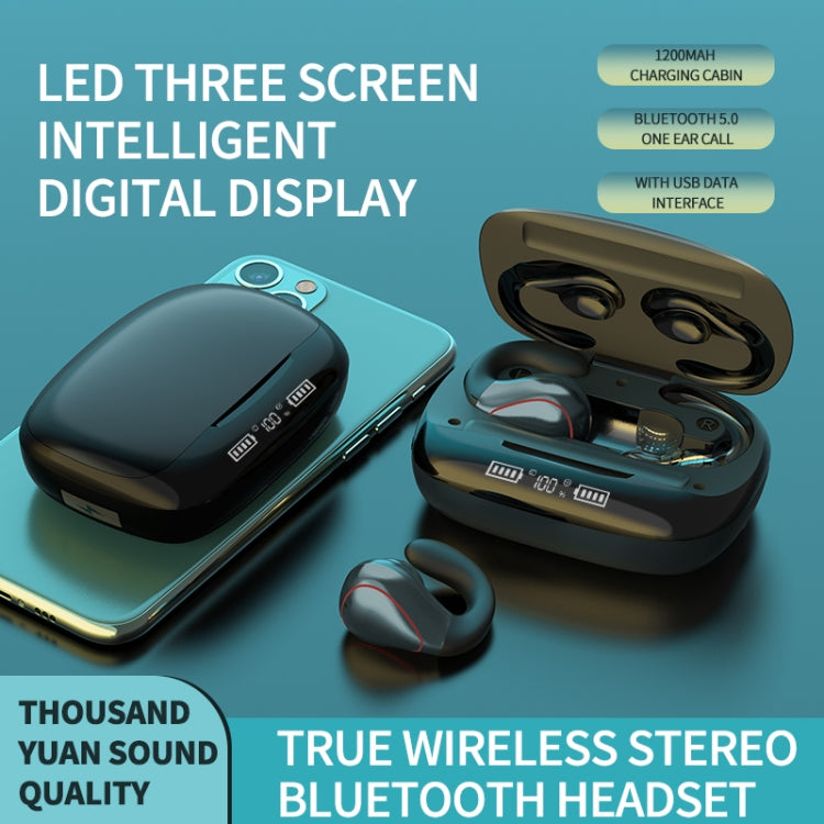 T20 TWS Bluetooth 5.0 Touch Wireless Bluetooth Earphone with Three LED Battery Display & Charging Box, Support Call & Voice Assistant(Gun Gray)