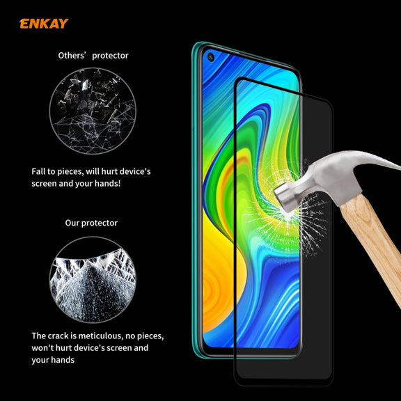 For Redmi 10X 4G / Redmi Note 9 10 PCS ENKAY Hat-Prince Full Glue 0.26mm 9H 2.5D Tempered Glass Full Coverage Film