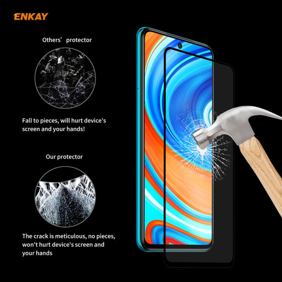 For Redmi Note 9S / Note 9 Pro 10 PCS ENKAY Hat-Prince Full Glue 0.26mm 9H 2.5D Tempered Glass Full Coverage Film