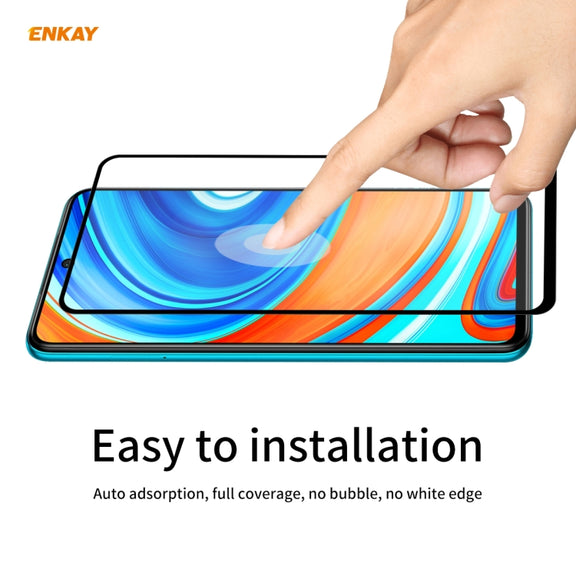 For Redmi Note 9S / Note 9 Pro 10 PCS ENKAY Hat-Prince Full Glue 0.26mm 9H 2.5D Tempered Glass Full Coverage Film