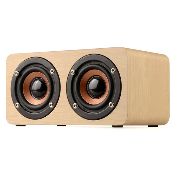 W5 Portable HiFi Shock Bass Wooden Bluetooth Speaker(Yellow)