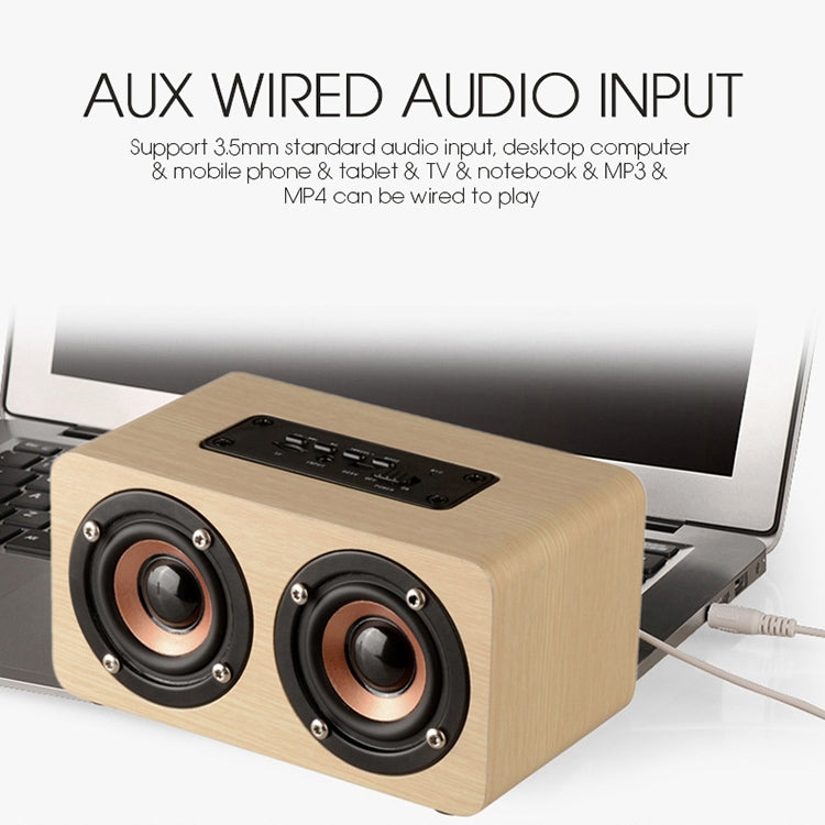 W5 Portable HiFi Shock Bass Wooden Bluetooth Speaker(Yellow)