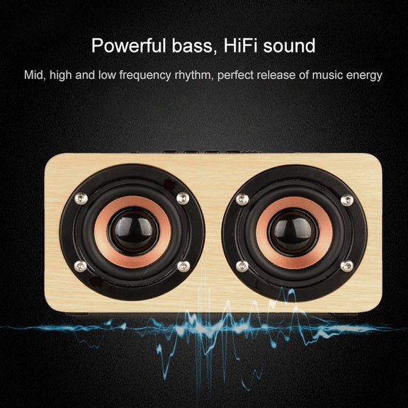 W5 Portable HiFi Shock Bass Wooden Bluetooth Speaker(Yellow)