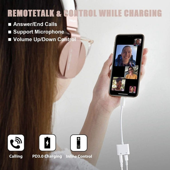 2 in 1 USB-C Adapter with 3.5mm Headphone Jack, Compatible for iPad Pro and Type-C Jack Phone