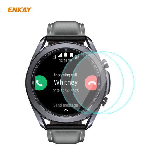 For Samsung Galaxy Watch 3 45mm 2 PCS ENKAY Hat-Prince 0.2mm 9H 2.15D Curved Edge Tempered Glass Screen Protector Watch Film - Screen Protector by ENKAY | Online Shopping South Africa | PMC Jewellery | Buy Now Pay Later Mobicred