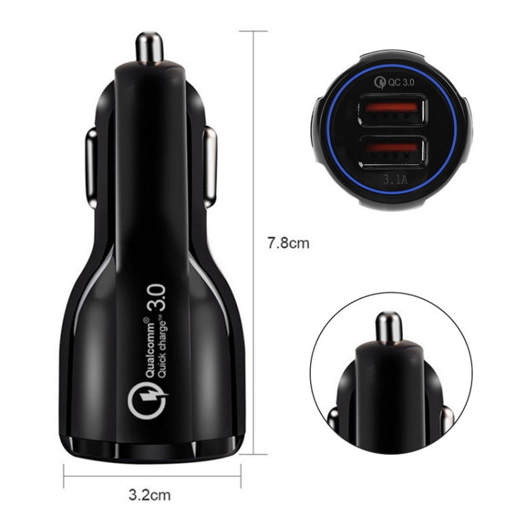 Qc3.0 Dual USB 6A Vehicle Fast Charger / Mobile Phone Tablet Fast Charging(Black) - Car Charger by PMC TechLife | Online Shopping South Africa | PMC TechLife