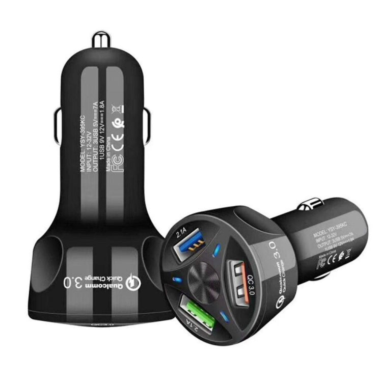 YSY-395KC QC3.0 3 USB 35W High Power Vehicle Charger / Mobile Phone Tablet Universal Vehicle Charger(Black) - free shipping - PMC TechLife - Order now!