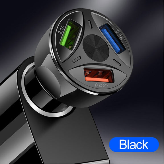YSY-395KC QC3.0 3 USB 35W High Power Vehicle Charger / Mobile Phone Tablet Universal Vehicle Charger(Black)