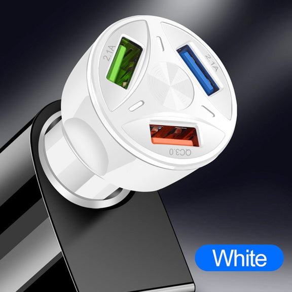 YSY-395KC QC3.0 3 USB 35W High Power Vehicle Charger / Mobile Phone Tablet Universal Vehicle Charger(White)