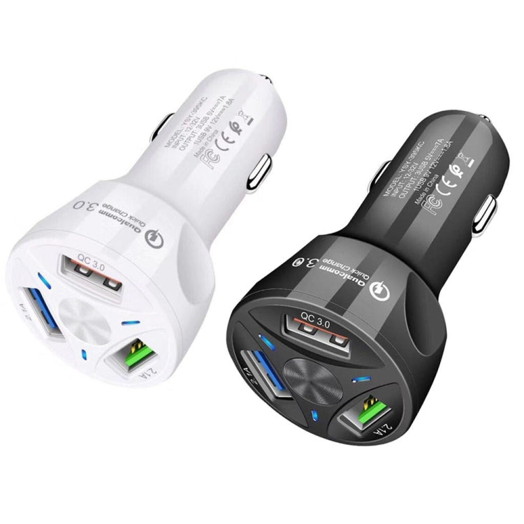 YSY-395KC QC3.0 3 USB 35W High Power Vehicle Charger / Mobile Phone Tablet Universal Vehicle Charger(White)