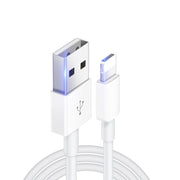 Qc3.0 Dual USB Car Charger + 8 Pin Fast Charging Line Car Charging Kit(White)
