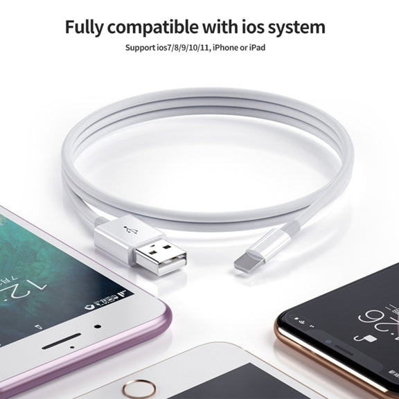 Qc3.0 Dual USB Car Charger + 8 Pin Fast Charging Line Car Charging Kit(White)