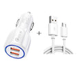 Qc3.0 Dual USB Car Charger + Micro USB Fast Charging Cable Car Charging Kit(White) - Car Charger by PMC TechLife | Online Shopping South Africa | PMC TechLife