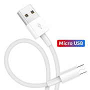 Qc3.0 Dual USB Car Charger + Micro USB Fast Charging Cable Car Charging Kit(White)