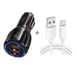 LZ-681 QC3.0 Dual USB Car Charging + Type-C Fast Charging Cable Car Charging Kit(Black) - Car Charger by PMC TechLife | Online Shopping South Africa | PMC TechLife