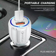 LZ-681 QC3.0 Dual USB Car Charging + Type-C Fast Charging Cable Car Charging Kit(White)