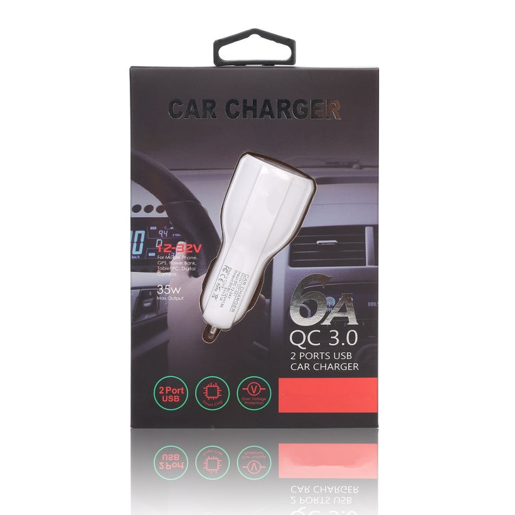 LZ-681 QC3.0 Dual USB Car Charging + Type-C Fast Charging Cable Car Charging Kit(White) - Car Charger by PMC TechLife | Online Shopping South Africa | PMC TechLife