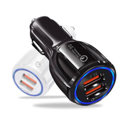 LZ-681 QC3.0 Dual USB Car Charging + Type-C Fast Charging Cable Car Charging Kit(White)
