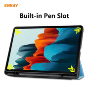 ENKAY ENK-8011 PU Leather + TPU Smart Case with Pen Slot for Samsung Galaxy Tab S8 / Galaxy Tab S7 11.0 T870 / T875(Light Blue)