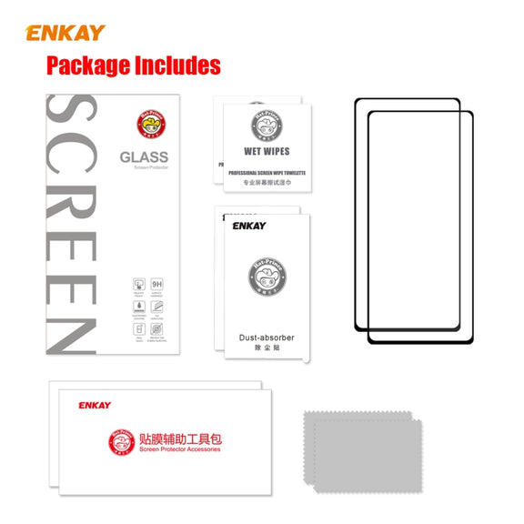 For Samsung Galaxy Note20 2pcs ENKAY Full Glue 0.2mm 9H 2.5D Tempered Glass Full Film, Support Fingerprint Unlock