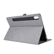 For Samsung Galaxy Tab S8 / Galaxy Tab S7 T870/T875 Horizontal Flip TPU + Fabric PU Leather Protective Case with Card Slots & Holder(DeepBlue)