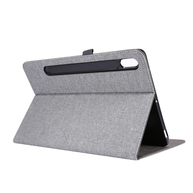 For Samsung Galaxy Tab S8 / Galaxy Tab S7 T870/T875 Horizontal Flip TPU + Fabric PU Leather Protective Case with Card Slots & Holder(DeepBlue)