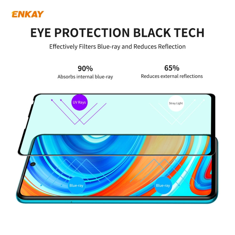 For Xiaomi Redmi Note 9S/Note 9 Pro 2 PCS ENKAY Hat-Prince 0.26mm 9H 6D Curved Full Screen Eye Protection Green Film Tempered Glass Protector