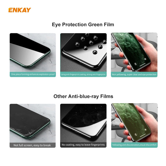 For Xiaomi Redmi Note 9S/Note 9 Pro 2 PCS ENKAY Hat-Prince 0.26mm 9H 6D Curved Full Screen Eye Protection Green Film Tempered Glass Protector