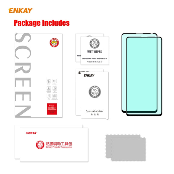 For Xiaomi Redmi Note 9S/Note 9 Pro 2 PCS ENKAY Hat-Prince 0.26mm 9H 6D Curved Full Screen Eye Protection Green Film Tempered Glass Protector