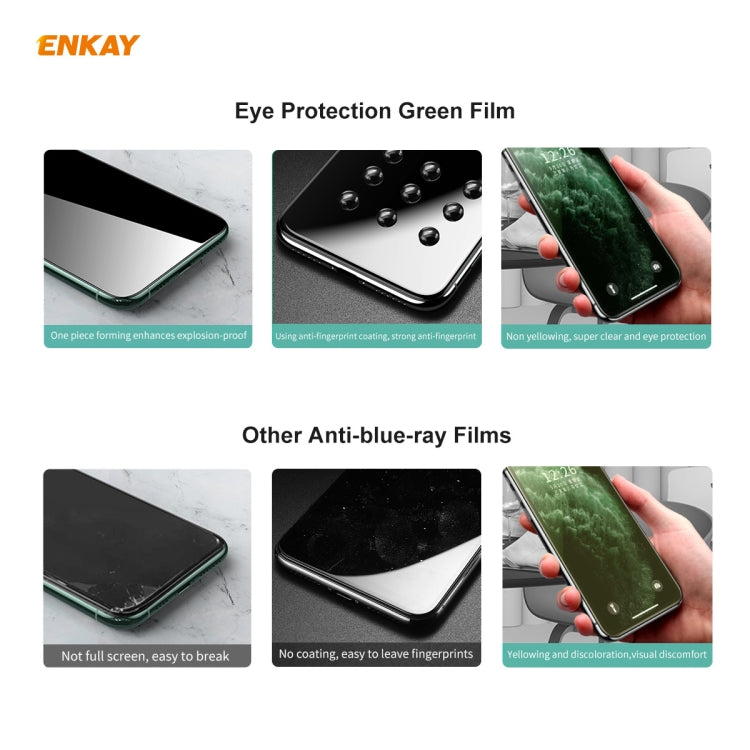 For Samsung Galaxy A71 2 PCS ENKAY Hat-Prince 0.26mm 9H 6D Curved Full Screen Eye Protection Green Film Tempered Glass Protector
