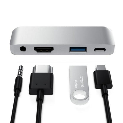 4 in 1 Type-C / USB-C to HDMI + AUX + USB + PD Type-C / USB-C HUB Adapter Multifunction HD Dock - free shipping - PMC Jewellery - Order now!