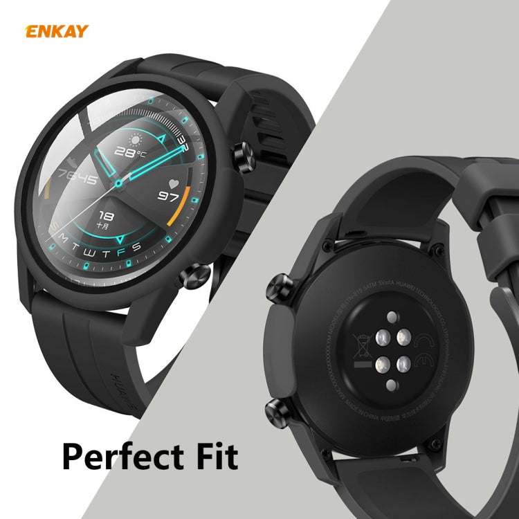 For Huawei Watch GT 2 46mm ENKAY Hat-Prince ENK-AC8202 Full Coverage PC Frosted Case + 9H Tempered Glass Protector(Green)
